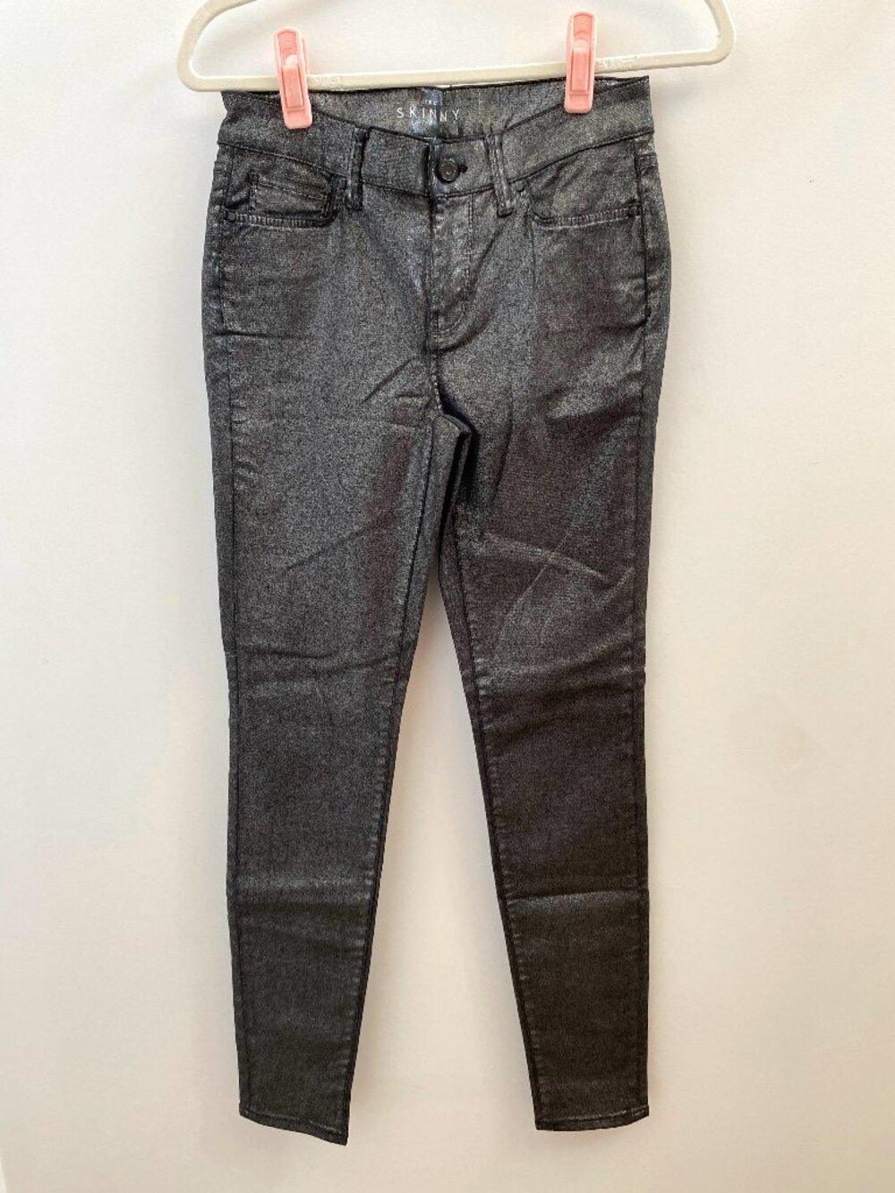 White House Black Market Black Shiny The Skinny Jeans Size 0